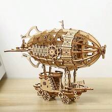 301pcs 3D Wooden Airship Puzzle Kit, Model Assembly Set, Brain-Teasing Challenge, Christmas/Birthday Gift, Suitable For Adults And Teenagers To Assemble - Natural Wood-colored Airship - View 10