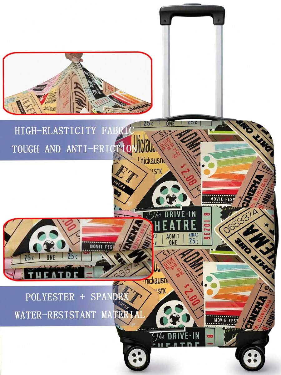 Penutup Koper, Pelindung Koper, Cocok untuk Koper Ukuran 18 hingga 32 Inci, Motif Vintage, Aksesori Perjalanan Unisex, Penutup Debu Poliester Elastis, Aksesori Sekolah - MultiWarna - View 1