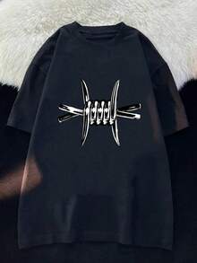 Y2k Fashion Oversize T-Shirt - 黑色 - 查看 10