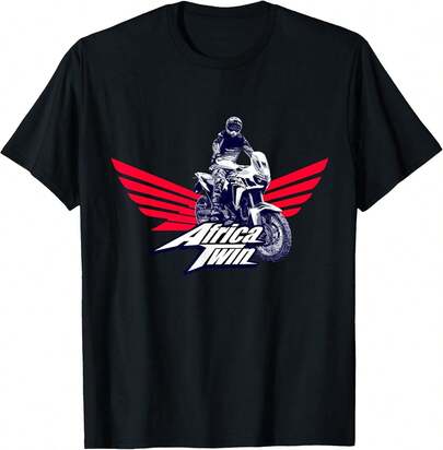 Unisex Adult T-Shirt Africa Touring Twin Motorcycle Stripe Logo T-Shirt, Men's T-Shirt, , Men's Clothing, Y2k, Women's Tops, Vintage Style, Streetwear Fashion, Cool Design, Great For Playtime, Festival Style, Soft & Lightweight, Soft Cotton, Casual Daily Wear, , Festival Style, Soft & Lightweight, Summer Vacation, Casual Wear, , Two-Piece, Father's Day, .