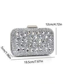 Acrylic Rhinestone Evening Bag Party Wedding Clutch Hot Design Chain Shoulder Handbag - Silver - View 4