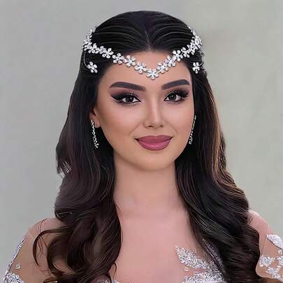1pc Elegant Floral Iron Headband, Bridal Wedding Hair Accessory, Suitable For All Seasons