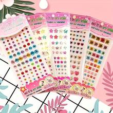 1 Set Rhinestone Decorative Stickers, Includes Round, Star, Flower, Heart, Square And Other Shapes In Macaron, Iridescent, Metallic And More Colors To Meet Various Decoration Needs - Multicolor - View 3