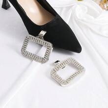 2023 Exquisite Shoe Flower Decorative Shoe Clips, Detachable New Style Versatile Full Rhinestone Metal Shoe Clips - Silver - View 8