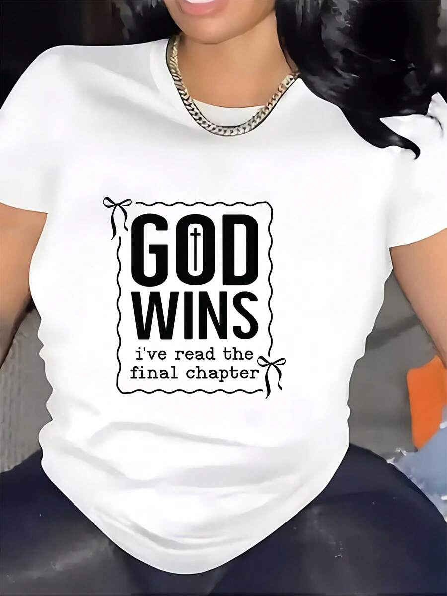 Camiseta Casual Under The Radar de 180g "Dios Gana: He Leído El Capítulo Final" - Regalo de Fe para Familiares y Amigos, Perfecto para Pascua y Regalos para Equipos de Oficina - Camiseta Unisex de Algodón, Manga Corta, Cuello Redondo, Estilo Vintage Urbano - Blanco - Ver 1