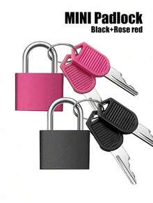 2 piezas Candado de equipaje mini multicolor (Negro+Rosa Rojo) Candado de carcasa de plástico colorido de aleación de zinc, candado pequeño con llave para equipaje, mochila, candado de casillero del gimnasio, candado de maleta, juego de emparejamiento en el aula, etc., candado de maleta con llave, imprescindible para volver al colegio, imprescindible para el cartero - multicolor - Ver 1
