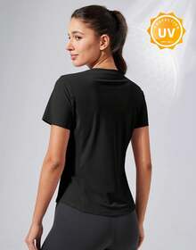 PioneerCamp Women's Short Sleeve Sports Shirt, Quick Dry, Crew Neck, For Gym, Yoga, Running - Black - View 2