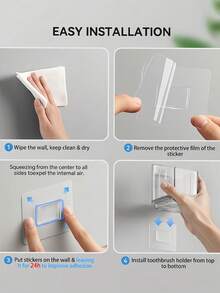 Transparent Toothbrush Holder Wall Mount Storage Rack, Can Hold Toothbrush, Comb, Razor And School Supplies, Multi-Function Bathroom Organizer Shelf, Suitable For Men And Women, Applicable To Kitchen, Bathroom, Bedroom And School, Bathroom Accessories - Multicolor - View 9
