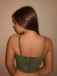 Top de corsé negro removible para festivales de música, atuendos para conciertos - Verde militar - Ver 4