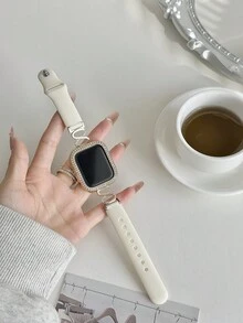 1 件女士时尚硅胶表带,8 字形金属超薄表带,兼容 Series 11/10/9/8/7/6/5/4/3/2/1,尺寸 38mm/40mm/41mm/42mm/44mm/45mm/46mm/49mm,适用于 Ultra 1/2/3/SE,可替换原装表带,情人节或生日送给女友、朋友和家人的最佳礼物(仅表带)。 - 彩色 - 查看 9