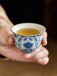 高端中式陶瓷茶具，家用瓷器茶具，中式茶杯，乔迁节日礼品，茶杯，精致茶杯，陶瓷茶具，功夫茶杯 - 彩色 - 查看 1