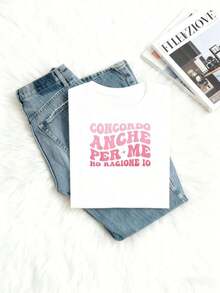Funny Women's T-Shirt With Spanish Phrase - "I'm Also Right According To Me" - Retro Graphic T-Shirt - Pink Text T-Shirt - Loose Fit, Casual, For Everyday Wear - Funny Clothing With Spanish Phrases For Women - Conversation Starter Garment - 白色 - 查看 4