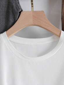 Camiseta de Verano Casual para Mujer, Cuello Redondo, Manga Corta, con Estampado de Lema, Camisetas Gráficas, Tops de Mujer, 100% Algodón - Blanco - Ver 5