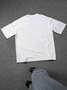 Camiseta casual de manga corta de cuello redondo de unicolor para hombre - Blanco - Ver 2