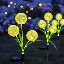 3pcs Solar Powered LED Dandelion Lights, Waterproof Outdoor Garden Lawn Landscape Decor Lights - Multicolor - View 2