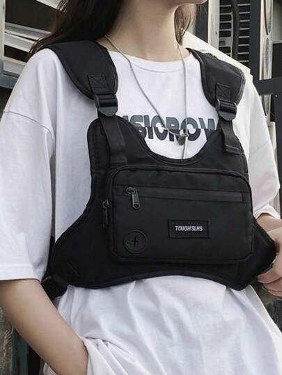 1pc Unisex Utility Vest Tactical Chest Bag, Streetwear Functional Vest Bag, Casual Daily Wear Chest Pack For Men & Women