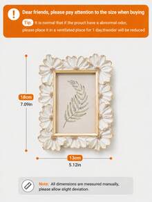 1pc White Resin Photo Frame With Gold Trim, 3D Daisy Flower Decor Picture Frame, Square Tabletop Display, Horizontal Or Vertical, Suitable For Home Decor And Photography - Multicolor - View 13