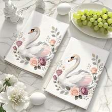1pc/2pcs Cute Healing Style Swan Pattern Printed Handkerchief. The Size Is 16 * 24 Inches, Suitable For Kitchen Decoration Or Exquisite Gifts. It Can Be Used For Cleaning And Wiping Items, As Well As For Home Decoration. Suitable For Various Purposes In Kitchens And Restaurants, It Is An Ideal Kitchen Utensil. - Multicolor - View 12