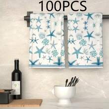 Seaside Beach Shell Starfish Print Kitchen Hand Towels 1/2 Packs 16*24 Inches, Multi-Purpose Wiping Cloth For Kitchen Restaurant Decor, Exquisite Gift Kitchen Utensil - Multicolor - View 18