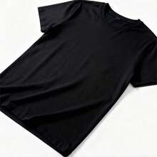 Camiseta Casual de Manga Corta para Mujer con Cuello Redondo, con un Diseño de Shiba Inu en un Bosque de Cerezos, Perfecta para Primavera y Verano, 100% Algodón - Negro - Ver 4