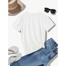 Camiseta de Mujer con Frase de Amor Español y Estampado de Corazón - Texto en Español "Corazón", Blusa Casual de Manga Corta con Cuello Redondo para Ropa Casual de Primavera Verano - Top de Conjunto con Frase en Español - [Blanco] - Ver 2