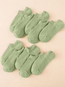 1/5/6/10 Pairs SageGreen Ribbed Ankle Socks, Breathable, Wear-Resistant, And Non Slip Socks For All Seasons, Basic Casual Socks For Men And Women - Olive Green - View 5