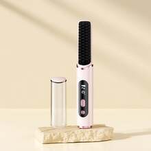 1pc Wireless Hot Air Brush, Cold Air Comb, Curling Iron, Compact Portable Straightener, Mini Straightening Brush, Negative Ion Hot Air Styling Comb, 5 Temperature Settings, Dual MCH Ceramic Heating, LCD Display USB Rechargeable Straightening Comb, Negative Ion Technology Hot Hair Brush, Straightener, Anti-Scald Protection, Student, Outdoor, Travel, Home, Dormitory Supplies, Women's Gift - Hot Air Comb - View 14