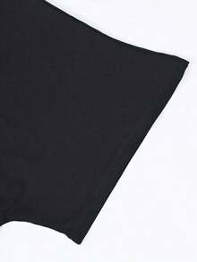 Conjunto De Top Y Pantalones Para Damas Con Cuello Redondo Y Mangas Murciélago - Negro - Ver 3