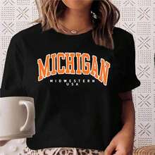 COOL SUMMER Women's Cartoon Fish Print T-Shirt, Soft Cotton, Short Sleeve, Vintage Style, Unisex, Loose Fit, Cotton, Round Neck, Casual Street Style, Blouses For Women, Women's T-Shirts, Casual Blouses For Ladies. - 黑色 3 - 查看 7
