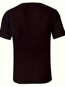 Camiseta de Talla Grande para Hombre con Estampado Gráfico, Cuello Redondo, Manga Corta, Primavera Verano, Moda Retro, Calle, Básica, Casual, Deportiva - Negro - Ver 3