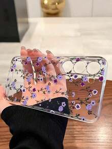 1 Piece Fashionable Blue Flower Design Soft Phone Case, Compatible With IPhone, Honor, , Galaxy A04e/12/A13/A14/A34/A50/A52/A53/A54/S21/S22/S23/S24/S25/S25Ultra, 6A/7A/8A, 12T/13T, Waterproof, Shockproof, Dropproof, Scratch-Resistant, International Version, Not The Domestic Version - 透明 7 - 查看 6