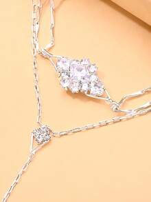Bộ 2 dây chuyền đá Zirconia hình học tinh tế, thiết kế độc đáo dạng dây chuyền hai lớp, phụ kiện váy cưới, trang sức thời trang, quà tặng Ngày của Mẹ. - Bộ - Xem 4