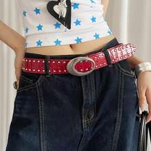 2026 New Y2K Baddie Style Rivet Belt, Crocodile Embossed Leather Belt With High-End Feel, Suitable For Jeans - A - View 1
