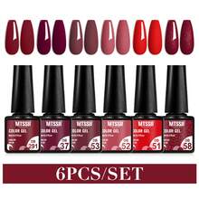 Mtssii 6件組酒紅色凝膠指甲油套組，持久顯色、無鉛、無HEMA TPO，6ml半永久浸泡式卸除UV凝膠甲油，適合聖誕美甲DIY美甲設計裝飾，美甲彩繪凝膠指甲油套組，適用沙龍與居家美甲用品 - 彩色 - 查看 11