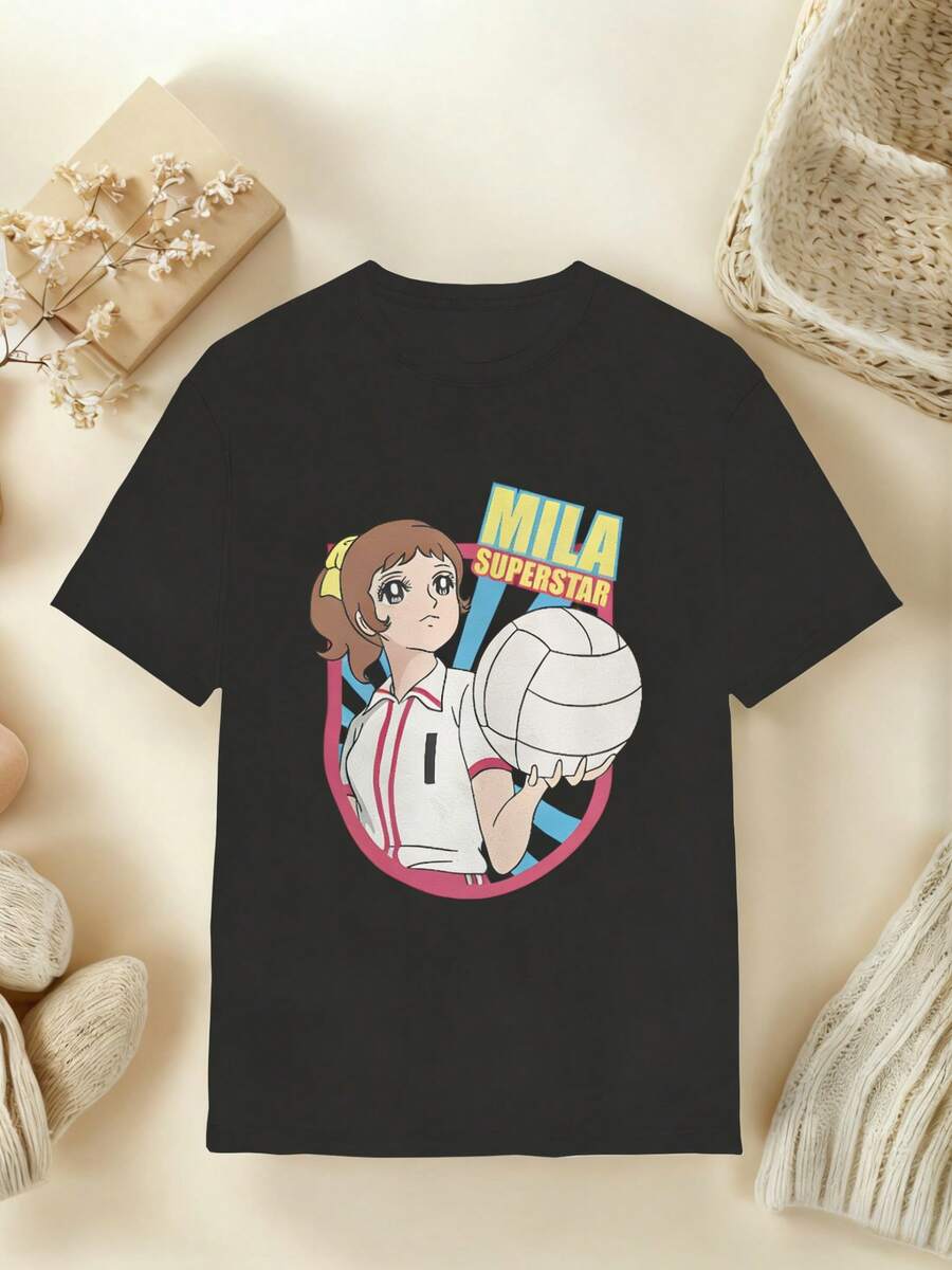 Unisex Retro Mila T-Shirt For All Seasons. With A Classic Cut, This Soft And Comfortable Premium Fabric Is Essential For Casual And Sporty Outings, Making It A Collectible Piece. - 黑色 - 查看 1