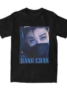1  Graphic T-Shirt - Black Casual Short Sleeve T-Shirt With Blue And White Design, Non-Removable Padded Fit, Round Neck, K-Pop Fan Clothing For All Seasons, Fan Merchandise, Bold Text Design, Comfortable Fit, Y2k T-Shirt. - 白色 - 查看 1