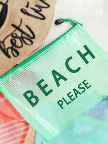 这款防水时尚沙滩包印有“Beach Please”海星图案，容量大，透明，配有尼龙拉链，轻便易携，适合春夏季节收纳，经久耐用，是游泳、海滩、潜水、暑假旅行、学生返校的理想之选。轻便防晒，适合送给朋友、家人、女朋友和同学。也是生日、节日、派对、婚礼（伴娘）、母亲节和教师节的完美礼物和纪念品。 - 彩色 - 查看 8