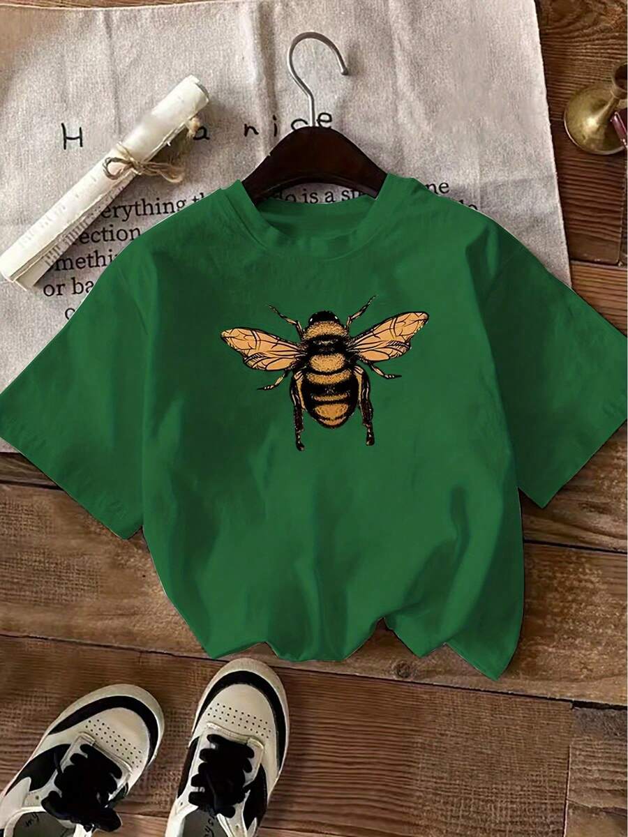 Talla Grande, Camiseta de Verano para Mujer con Estampado de Moda, Camiseta Casual de 180g - Verde - Ver 1