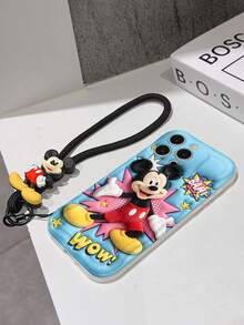Disney Has Authorized, Phone Case - Chain Set, This Set Features A Mickey Mouse Phone Case Paired With A Detachable Silicone 3D Stitch Wrist Strap, Complete With A Metal Ring Attachment. Crafted Using A Unique 2D Wave-Texture Technique, The Case Is Made From Eye-Catching And Adorable TPU Material, Showcasing Classic Mickey And Minnie Mouse Designs. It Is Compatible With The Entire IPhoneseries, Including Models 17, 16, 15, 14, 13, 12, 11, XS, XR, X, Plus, Pro, And Max. This Stylish, Cartoon-Themed Protective Case Not Only Provides Robust, All-Around Protection For Your Device But Also Makes For The Perfect Gift For Friends And Family. IPhone17 Pro Max Case. Disney Phone Case. - 白色 - 查看 5
