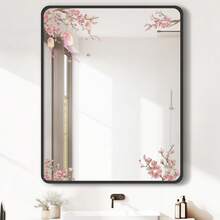 1pc Refreshing Peach Blossom Lantern Mirror Sticker, Watercolor Oriental Style Element, Adds Elegant Ambiance To Space - Multicolor - View 7