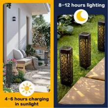 4pcs/8pcs Outdoor Solar Lawn Lights, Rectangular Circular Hollow Garden Projection Lamps, Equipped With 600 MAh Batteries And Waterproof IP44 Rating, Featuring Geometric Pattern Reflection Effect, Automatically Switch On/Off According To The Change From Dusk To Night, Are Highly Suitable For Outdoor Gardens, Lawns, Terraces, Balconies And Family Courtyards As Decorative Lighting. - Ánh sáng ấm áp - Xem 4