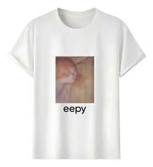 Tshirt Muscle Freaks Gato Comiendo Estilo Meme Gracioso - Blanco - Ver 11