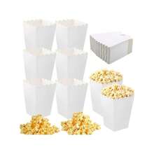 24 piezas/Set Cajas de palomitas de maíz blancas mini, Contenedores de palomitas de maíz blancas a granel, Adecuado para la decoración de la noche de cine - Blanco - View 1