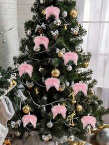 1/5//10/30pcs-Pink Angel Wings Christmas Decorations, Angel Feather Wings Christmas Tree Hanging Ornaments, DIY Crafts Decorations, Garland Accessories For Christmas Family Gatherings,Christmas Decorations,Pink Christmas Ornaments,Christmas Tree Decorations - Pink - View 7
