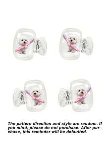 Cute 2 Teddy Dogs Holding Hands Toothbrush Pattern Portable Toothbrush Head Cover Storage Box Toothbrush Protective Cap Holder, Essential Bathroom Accessory For Home, Business Travel, Daily Use, Outdoor Outings, Back To School Gift - Multicolor - View 11