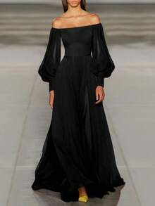 Fashionable Maxi Dress With Style, Sexy, Off-The-Shoulder And Casual - 黑色 - 查看 2