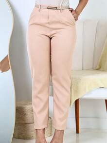 Women's Tailored High-Waisted Dress Pants - Màu be - Xem 3