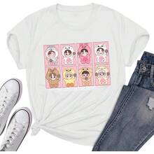 Hyunjin Bangchan Camiseta  Know Changbin Han  I. Camisetas de apoyo para fans de N Concerts, mercancía esencial diaria, camiseta de algodón puro, estilo básico de manga corta holgada para damas, adolescentes y chicas, material amigable con la piel para el uso diario, paseos por la calle, ocio, vida universitaria, citas, fiestas, vacaciones y viajes. - Blanco - Ver 8