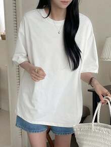 Camiseta de verano casual con inserción de malla con diseño de estrella para mujer, camiseta oversize Y2K - Blanco - Ver 4