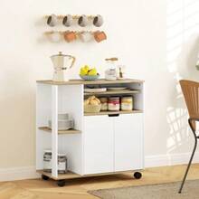 Kitchen Trolley With Wheels, Storage Space, Cabinet, Adjustable Shelves, For Kitchen, Living Room, Dining Room, White. - 白色 - 查看 8